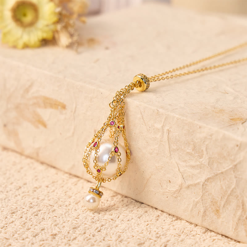 FuAttract Elegance Harmony & Positive Energy Pearl Crystal Mesh Pendant Detachable Necklace - image 3