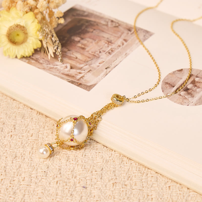 FuAttract Elegance Harmony & Positive Energy Pearl Crystal Mesh Pendant Detachable Necklace - image 2