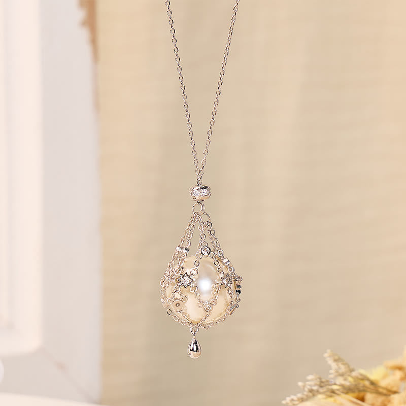 FuAttract Elegance Harmony & Positive Energy Pearl Crystal Mesh Pendant Detachable Necklace - Silver Star - image 7