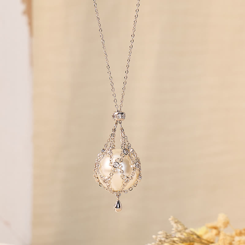 FuAttract Elegance Harmony & Positive Energy Pearl Crystal Mesh Pendant Detachable Necklace - Silver Bubble - image 6