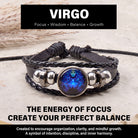FuAttract Purity & Healing Energy Virgo Zodiac Blue Glaze Charm Vintage Leather Bracelet - Virgo - image 0