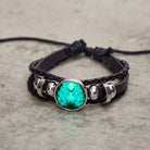 FuAttract Purity & Healing Energy Virgo Zodiac Blue Glaze Charm Vintage Leather Bracelet - image 2