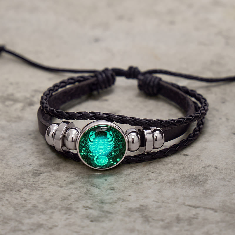 FuAttract Protection Transformation & Inner Strength Scorpio Zodiac Blue Glaze Charm Vintage Leather Bracelet - image 2