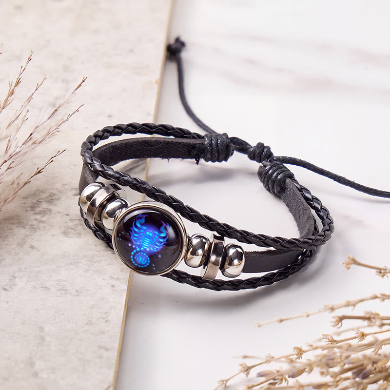 FuAttract Protection Transformation & Inner Strength Scorpio Zodiac Blue Glaze Charm Vintage Leather Bracelet - image 1