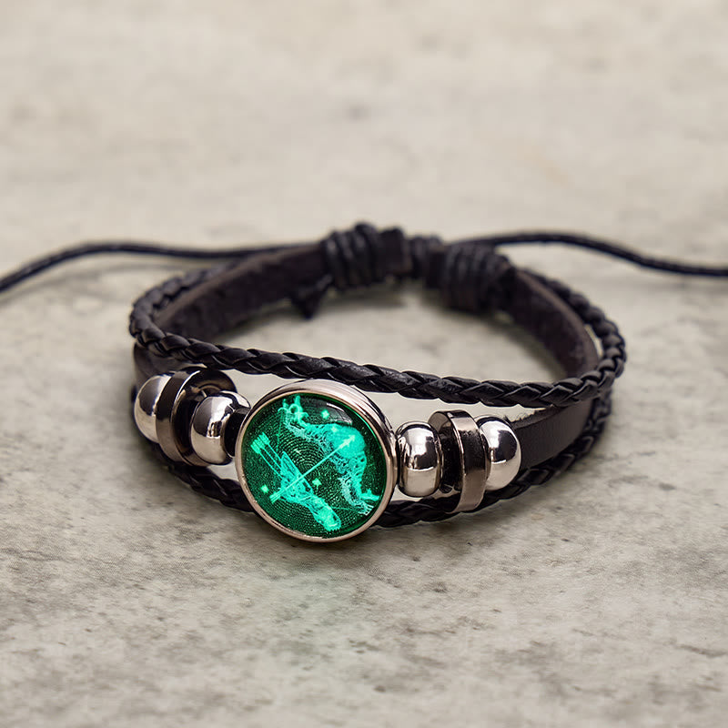 FuAttract Freedom Adventure & Optimism Sagittarius Zodiac Blue Glaze Charm Vintage Leather Bracelet - image 2