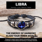 FuAttract Balance Harmony & Elegant Energy Libra Zodiac Blue Glaze Charm Vintage Leather Bracelet - Libra - image 0
