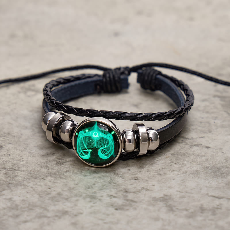 FuAttract Balance Harmony & Elegant Energy Libra Zodiac Blue Glaze Charm Vintage Leather Bracelet - image 2