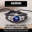 FuAttract Creativity Communication & Flexibility Gemini Zodiac Blue Glaze Charm Vintage Leather Bracelet - Gemini - image 0