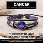 FuAttract Protection & Harmony Cancer Zodiac Blue Glaze Charm Vintage Leather Bracelet - Cancer - image 0