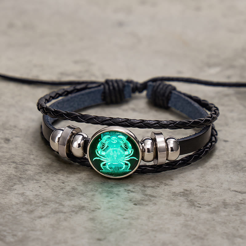FuAttract Protection & Harmony Cancer Zodiac Blue Glaze Charm Vintage Leather Bracelet - image 2