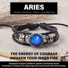 FuAttract Courage Freedom & Positive Energy Aries Zodiac Blue Glazed Charm Vintage Leather Bracelet - Aries - image 0