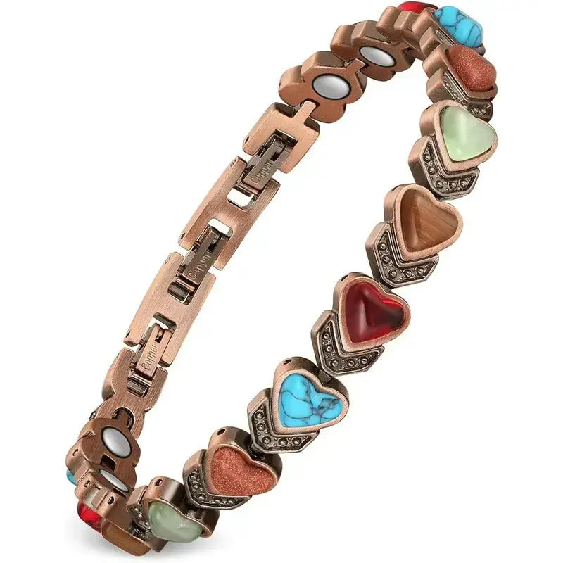 FREE Today: Love Confidence & Harmony Vintage Copper Brushed Heart Charm Bracelet - 21cm - image 0