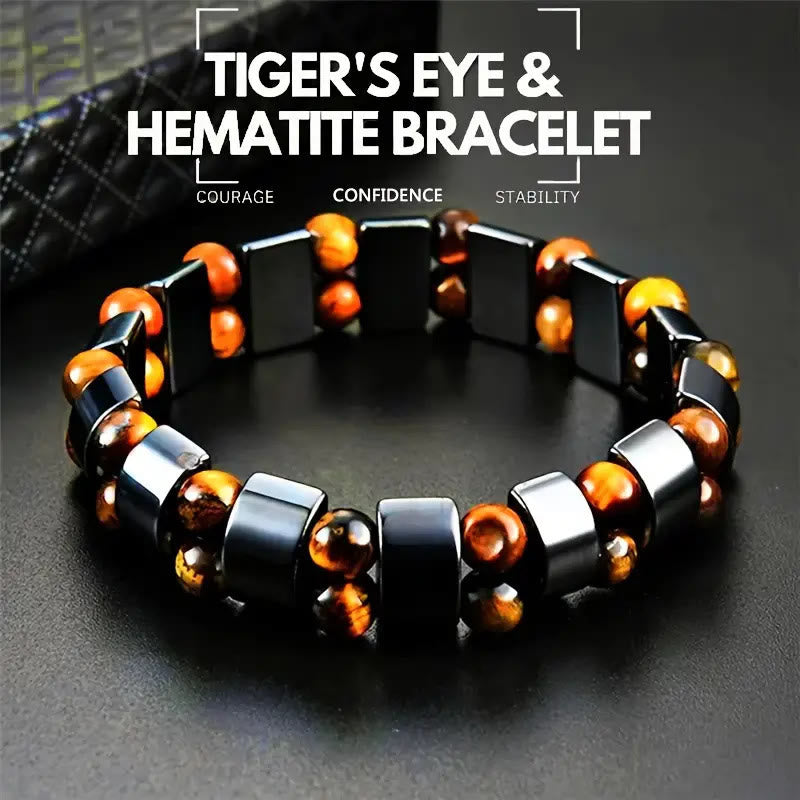 FREE Today: Protection Strength & Grounding Energy Hematite Tiger's Eye Bracelet - Tiger's Eye - image 0