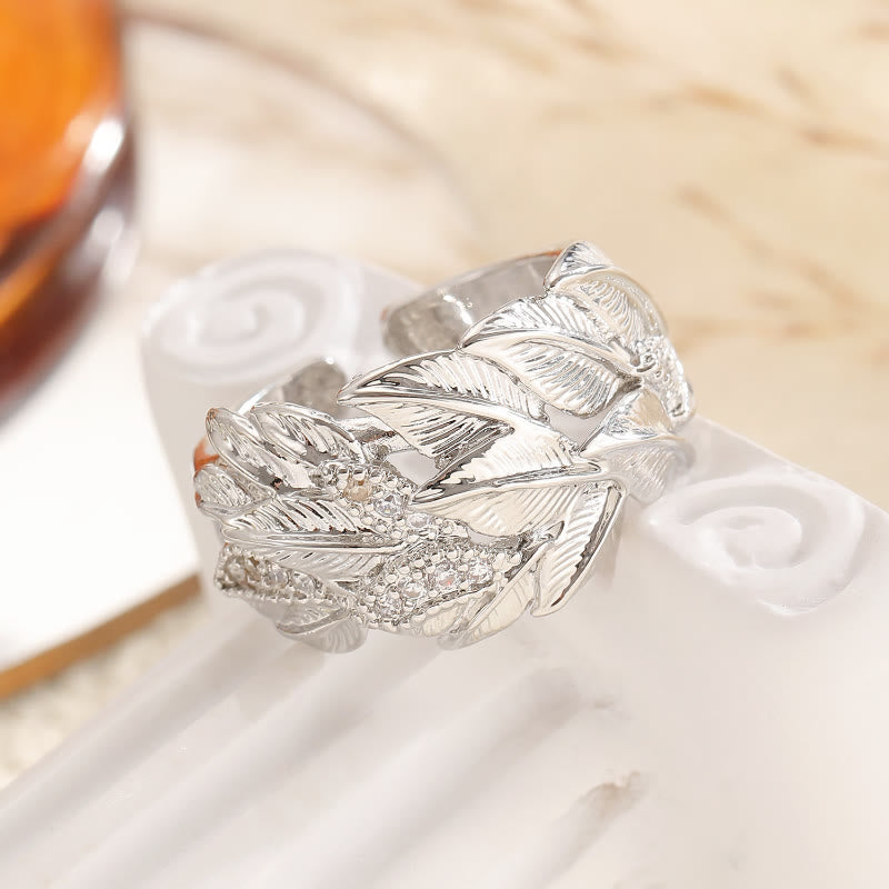 FREE Today: Elegance & Beauty Harmony Copper Zircon Leaf Pattern Gold White Tone Ring - image 10