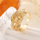FREE Today: Elegance & Beauty Harmony Copper Zircon Leaf Pattern Gold White Tone Ring - image 6