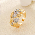 FREE Today: Elegance & Beauty Harmony Copper Zircon Leaf Pattern Gold White Tone Ring - image 0