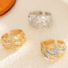 FREE Today: Elegance & Beauty Harmony Copper Zircon Leaf Pattern Gold White Tone Ring - image 3