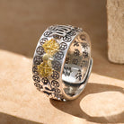 FuAttract Blessing Peace & Guardian Energy Copper Inlay Vajra Pestle Om Mani Padme Hum Ring - Adjustable - image 0