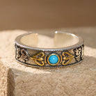 FuAttract Protection Wisdom & Spiritual Harmony Turquoise Bead Vajra Pestle Om Mani Mantra Open Ring - image 1