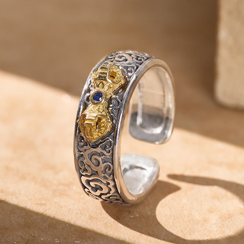 FuAttract Protection Strength & Wisdom Vintage Antique Vajra Pestle Tibetan Style Adjustable Ring - image 2