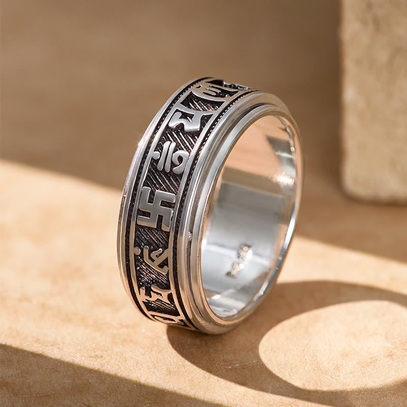 FuAttract Good Fortune & Harmony Om Mani Mantra Engraved Rotating Ring - US 13 - image 0