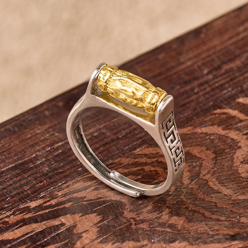FuAttract Protection Peace & Balance Vintage Om Mani Mantra Rotating Inspired Ring - image 4