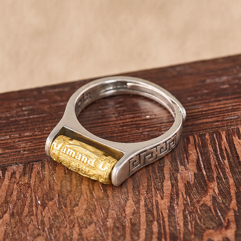 FuAttract Protection Peace & Balance Vintage Om Mani Mantra Rotating Inspired Ring - image 2