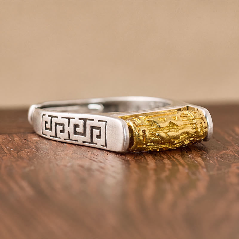 FuAttract Protection Peace & Balance Vintage Om Mani Mantra Rotating Inspired Ring - image 4