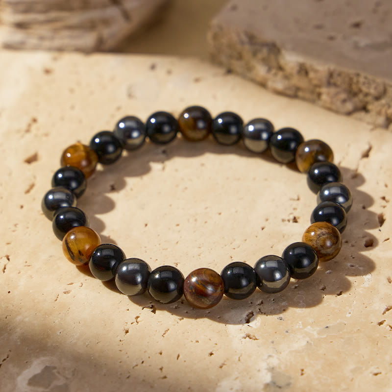 FuAttract Protection & Strength Tiger's Eye Hematite Black Onyx Energy Bracelet - image 1