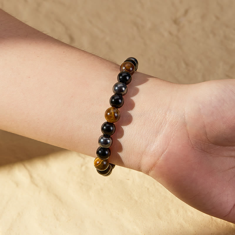 FuAttract Protection & Strength Tiger's Eye Hematite Black Onyx Energy Bracelet - image 4