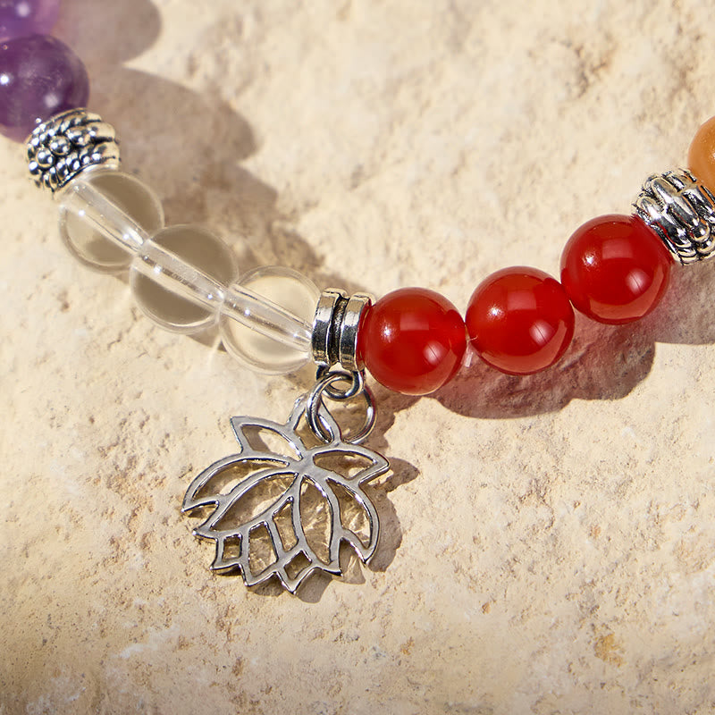 FuAttract Harmony Prosperity & Positive Energy Seven Chakra Crystal Bracelet With Lotus Pendant - image 3