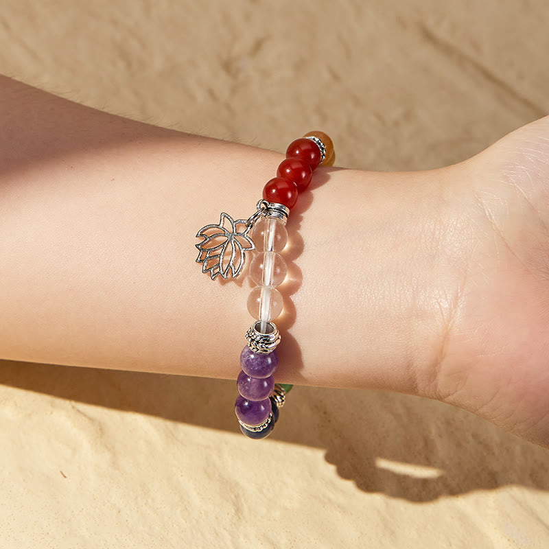 FuAttract Harmony Prosperity & Positive Energy Seven Chakra Crystal Bracelet With Lotus Pendant - image 4