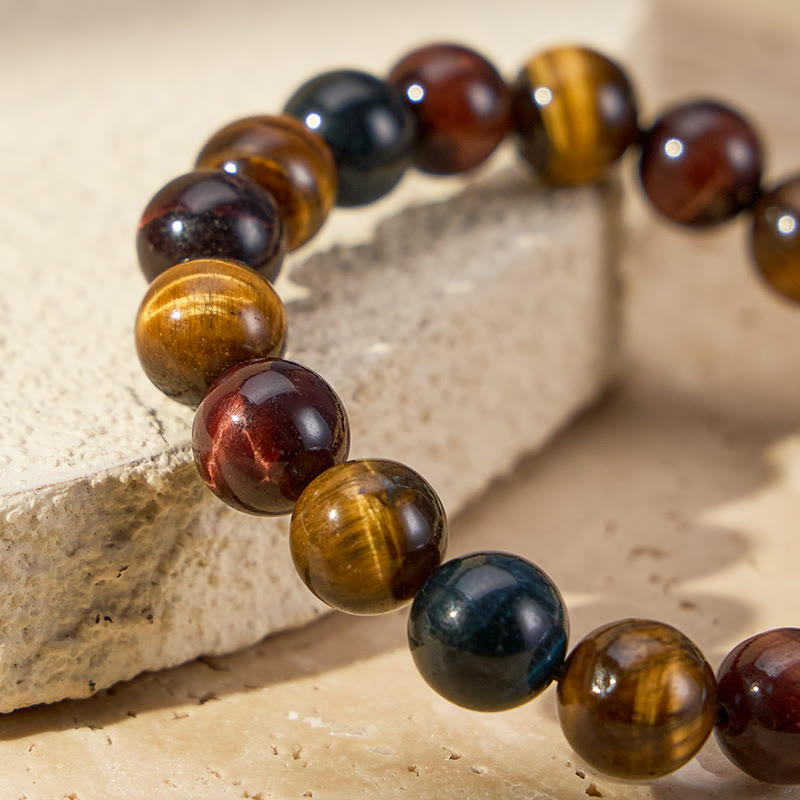 FuAttract Confidence Protection & Strength Tri-Color Tiger's Eye Simple Style Bracelet - image 3