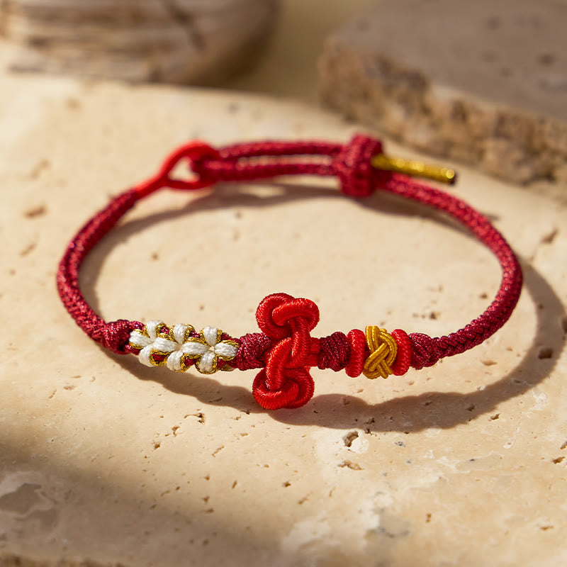 FuAttract Good Luck Wisdom & Success Wenchang Knot Handmade Red String Bracelet - Joyful Red - image 9