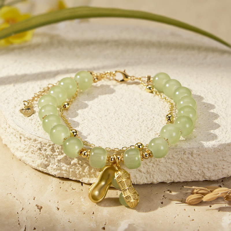 FuAttract Good Fortune & Prosperity Hetian Jade Peanut Charm Double Layer Luck Bracelet - image 1