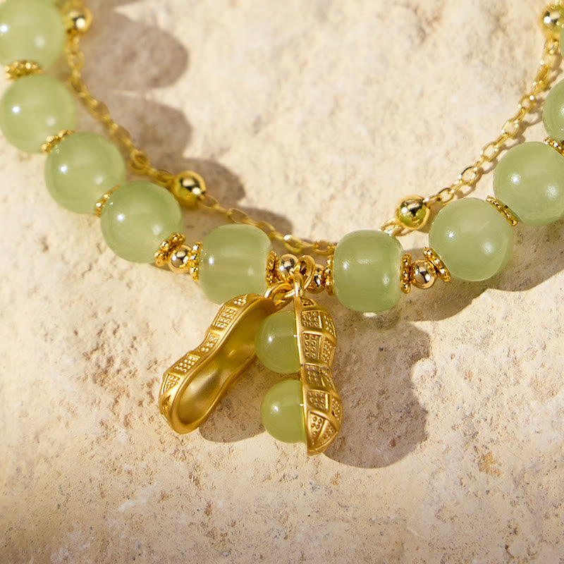 FuAttract Good Fortune & Prosperity Hetian Jade Peanut Charm Double Layer Luck Bracelet - image 3