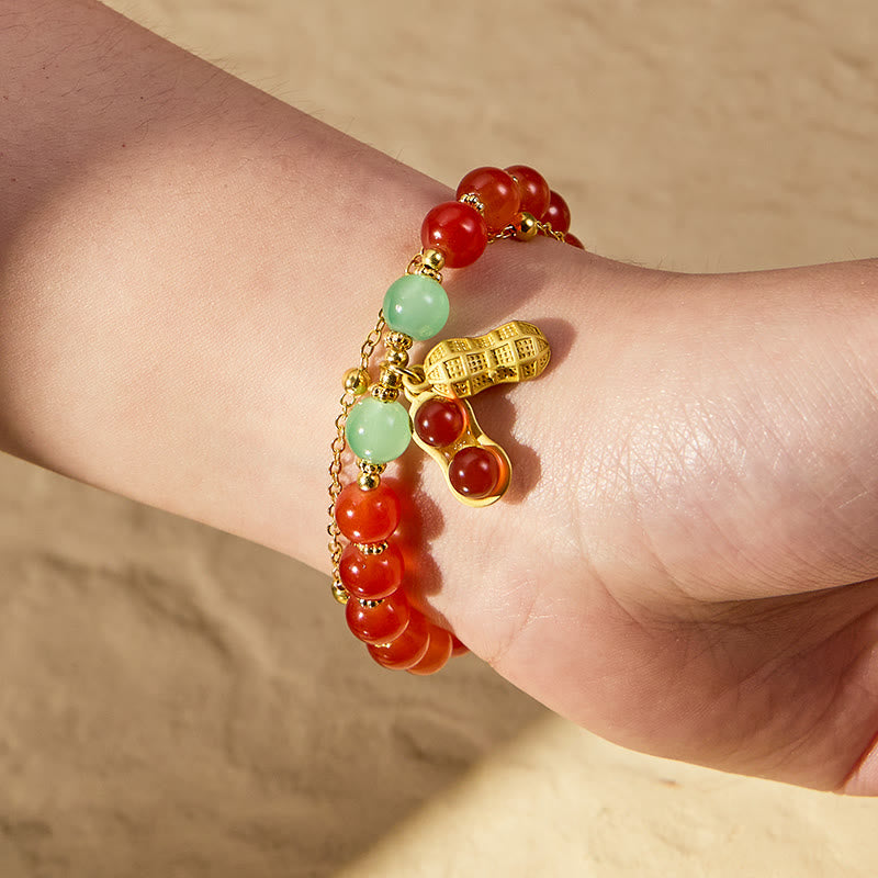 FuAttract Good Fortune & Prosperity Hetian Jade Peanut Charm Double Layer Luck Bracelet - image 6