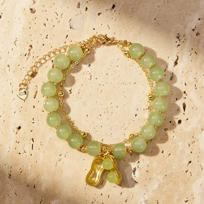 FuAttract Good Fortune & Prosperity Hetian Jade Peanut Charm Double Layer Luck Bracelet - image 2