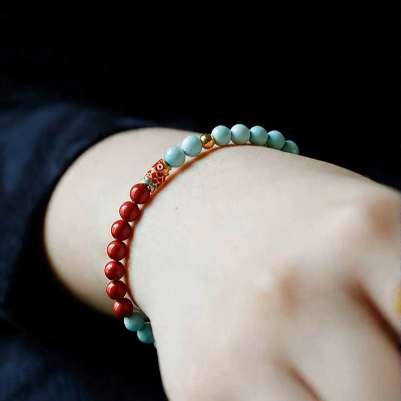 FuAttract Luck Prosperity & Protection Turquoise & Cinnabar Koi Bracelet - image 2