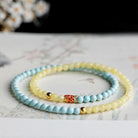 FuAttract Luck Prosperity & Protection Turquoise & Cinnabar Koi Bracelet - 4mm Turquoise+Amber Double Wrap - image 13
