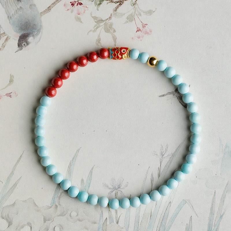 FREE Today: Luck Prosperity & Protection Turquoise & Cinnabar Koi Bracelet - 6mm Turquoise+Cinnabar - image 0