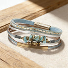 FuAttract Harmony Growth & Balance Irregular Green Aventurine Bohemian Woven Leather Bracelet - Light Blue - image 16
