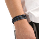 FuAttract Protection Clarity & Wisdom Lapis Lazuli Black Obsidian Braided Leather Bracelet - image 2