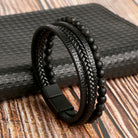 FuAttract Protection Clarity & Wisdom Lapis Lazuli Black Obsidian Braided Leather Bracelet - Black 1 - 23cm - image 6