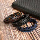 FuAttract Protection Clarity & Wisdom Lapis Lazuli Black Obsidian Braided Leather Bracelet - image 1