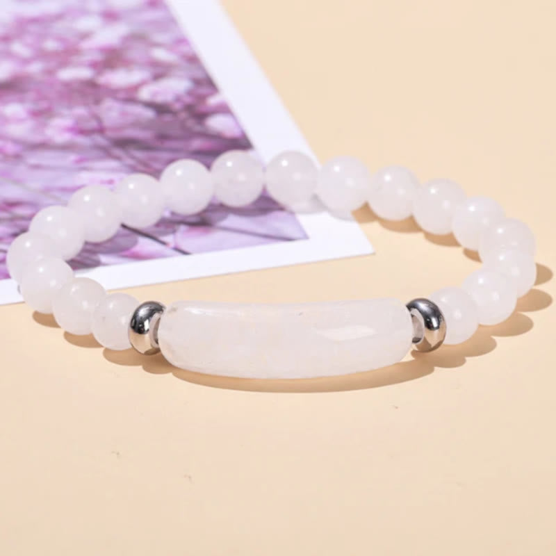 FuAttract Balance Protection & Harmony Natural Stone Irregular Pattern Bridge Charm Bracelet - White Jade - image 19