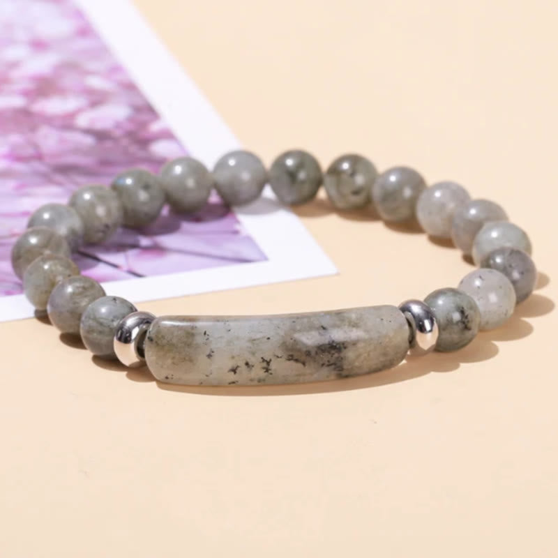 FuAttract Balance Protection & Harmony Natural Stone Irregular Pattern Bridge Charm Bracelet - White Glitter Stone - image 20