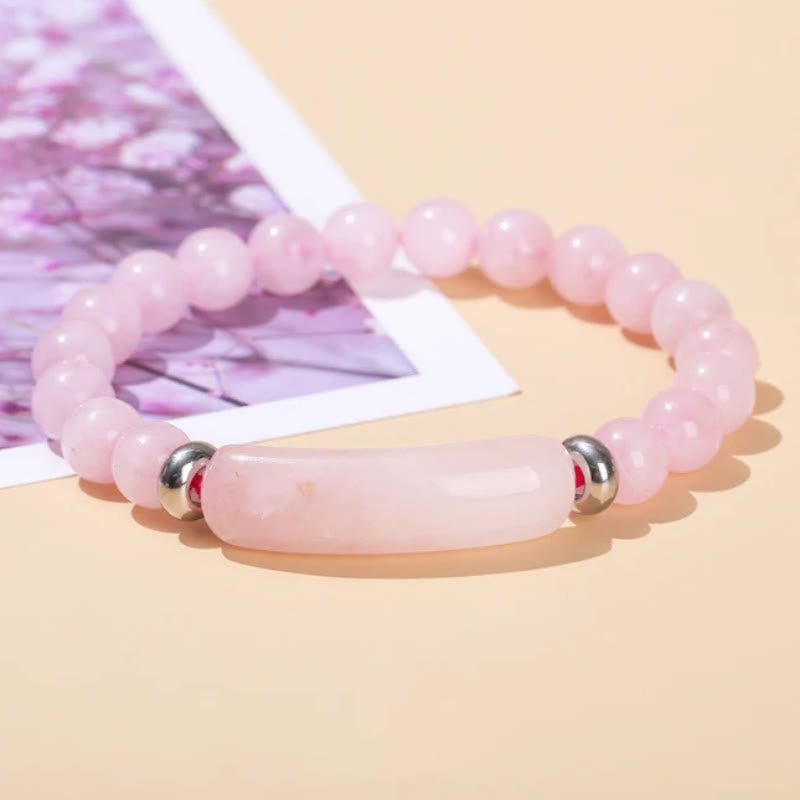 FuAttract Balance Protection & Harmony Natural Stone Irregular Pattern Bridge Charm Bracelet - Rose Quartz - image 1