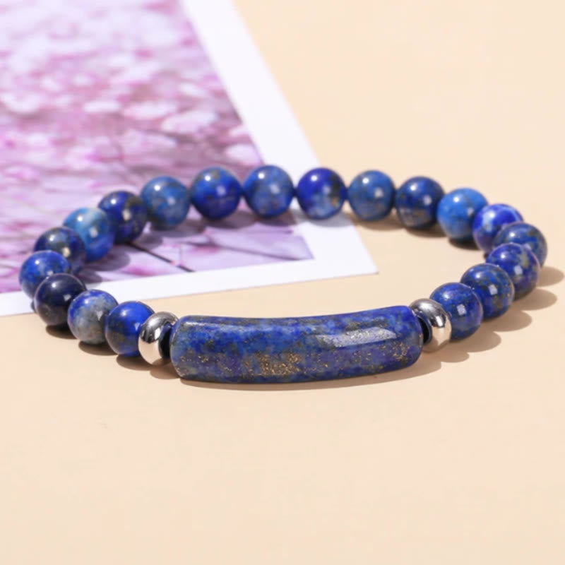 FuAttract Balance Protection & Harmony Natural Stone Irregular Pattern Bridge Charm Bracelet - Lapis Lazuli - image 17
