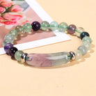 FuAttract Balance Protection & Harmony Natural Stone Irregular Pattern Bridge Charm Bracelet - Rainbow Fluorite - image 16